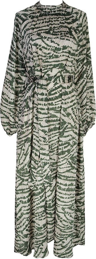 Jennafer Grace Green / White Sweeping Palm Roper Maxi Dress