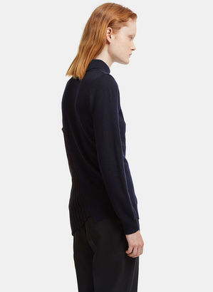 Jacquemus La Maille Coupée Buttoned Knit Sweater in Navy