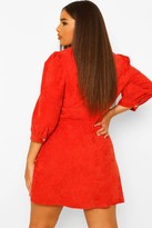 Thumbnail for your product : boohoo Plus Cord Volume Sleeve Denim Dress
