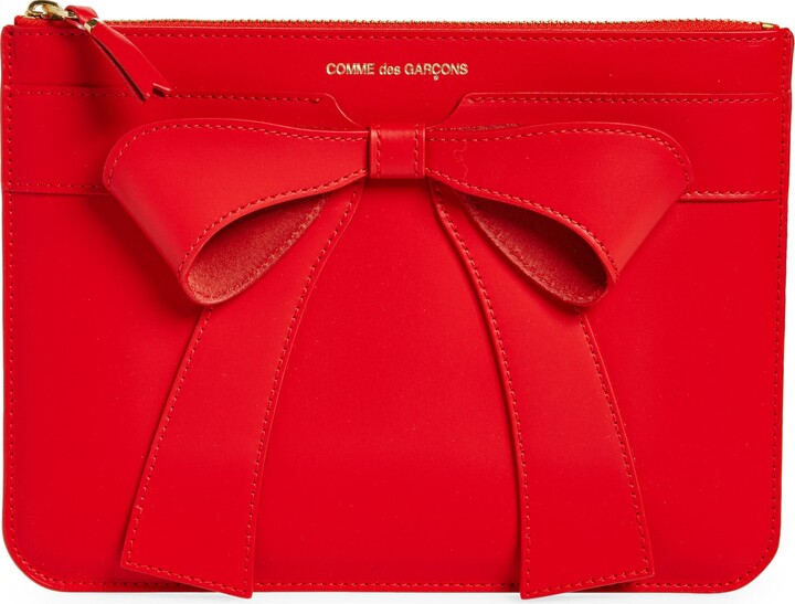 Comme des Garçons Wallets Big Bow Leather Zip Pouch