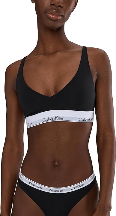 Calvin Klein Underwear Icon Cotton Modal Unlined Triangle Bralette Women's Bra Black : SM (Women's 4-6), Cotton/Elastane/Modal