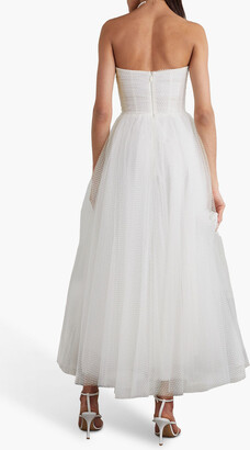Monique Lhuillier Brie strapless ruched Swiss-dot tulle gown