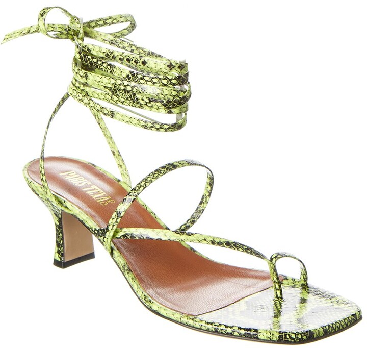 snake ankle wrap suede sandal