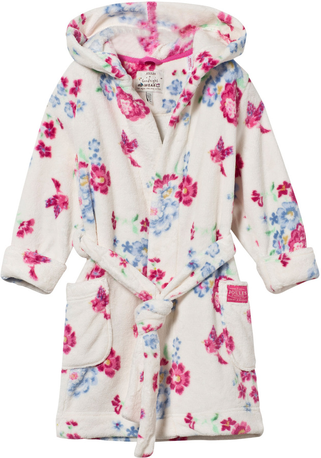 Joules Cream Floral Fleece Dressing Gown ShopStyle Girls' Nightgowns