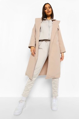 boohoo Belted Wool Look Trench Coat