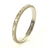 Thumbnail for your product : very good (VG) Antique Art Deco 18 Karat White Gold Platinum Embossed Flower Wedding Band Ring