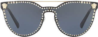 Versace Studded Flat-Top Wrap Sunglasses