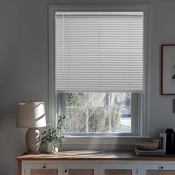 White Cordless Blackout Vinyl Mini Blind with 1 in. Slats - 17 in. W x 48 in. L