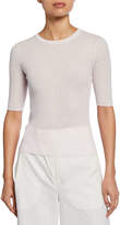 Thumbnail for your product : Vince Broomstick Pleat Crewneck Elbow-Sleeve Top