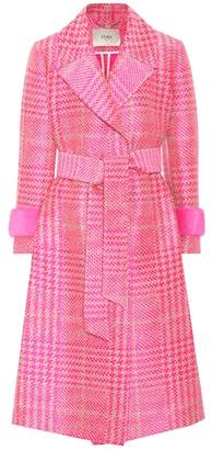 Fendi Mink-trimmed wool-blend coat