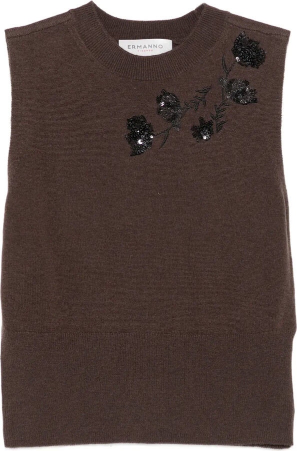ERMANNO FIRENZE Sequin-Embellished Sleeveless Top