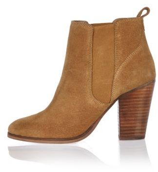 River Island Womens Tan suede heeled ankle boots
