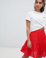 Thumbnail for your product : ASOS DESIGN Petite broderie mini skirt