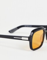 Thumbnail for your product : Spitfire Cut Thirty Eight square sunglasses in black with orange lens