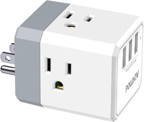 _Mega Brand 3-Outlet USB Wall Charger and Extender with 3-Way Splitter, ETL Listed - for Home, Office, Cruise Ship