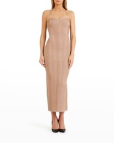 Thumbnail for your product : Herve Leger Metallic Bustier Midi Dress w/ Crystal Embellishment