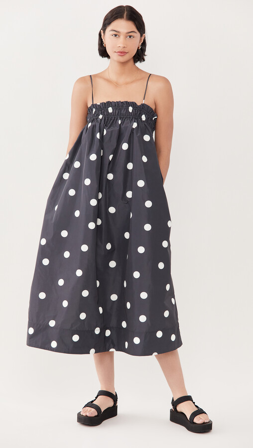 ganni recycled polyester strap dress