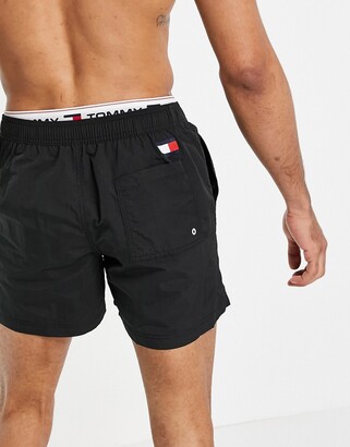 Tommy Hilfiger shorts with logo waistband in black - ShopStyle Swimwear