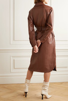 Thumbnail for your product : Tibi Belted Faux Leather Midi Dress - Dark brown