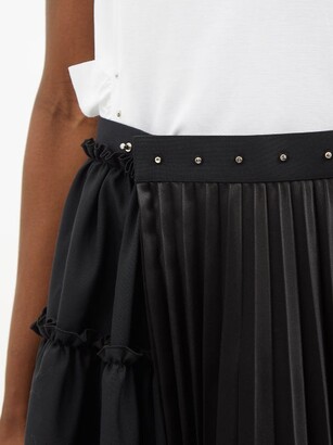 Noir Kei Ninomiya Asymmetric-panel Wool And Satin Midi Skirt - Black