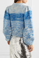 Thumbnail for your product : Ganni Striped Mohair And Wool-blend Sweater - Blue