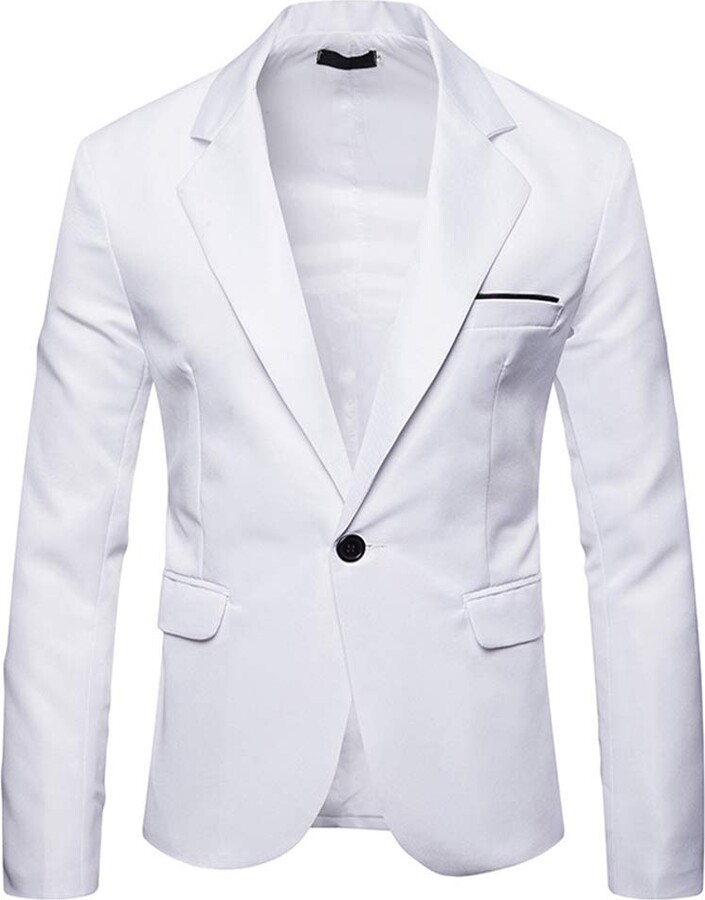 M White YOUTHUP Mens Blazers Casual Slim Fit Suit Jackets Classic Chic Blazer Coat