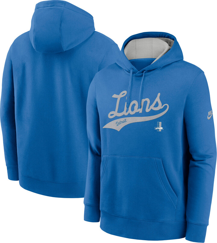 Men's Nike Blue Detroit Lions Rewind Club Logo Pullover Hoodie
