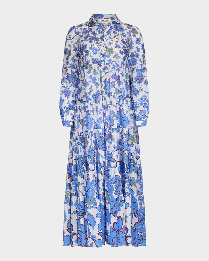 Diane von Furstenberg Kiara Tiered Floral-Print Midi Dress