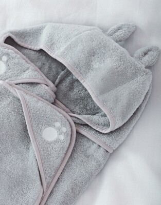 The White Company Bunny Hooded Towel, Grey, One Size