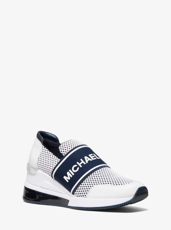 cortlandt embellished leather platform trainer michael kors