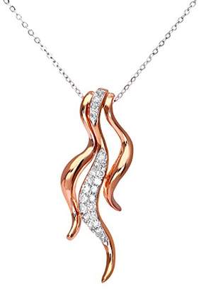Camilla And Marc Naava Women's 9 ct Rose and White Gold Diamond Triple Wave Stick Pendant and Chain Necklace of 46 cm