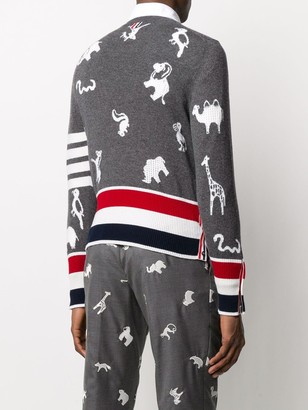 Thom Browne animal-print 4-Bar stripe jumper