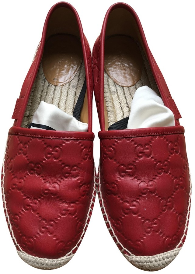 gucci red leather espadrilles