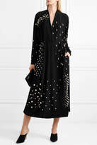 Thumbnail for your product : Stella McCartney Oversized Faux Pearl-embellished Silk Crepe De Chine Wrap Dress - Black
