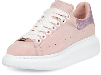 Alexander McQueen Leather Platform Low-Top Sneaker, Light Pink