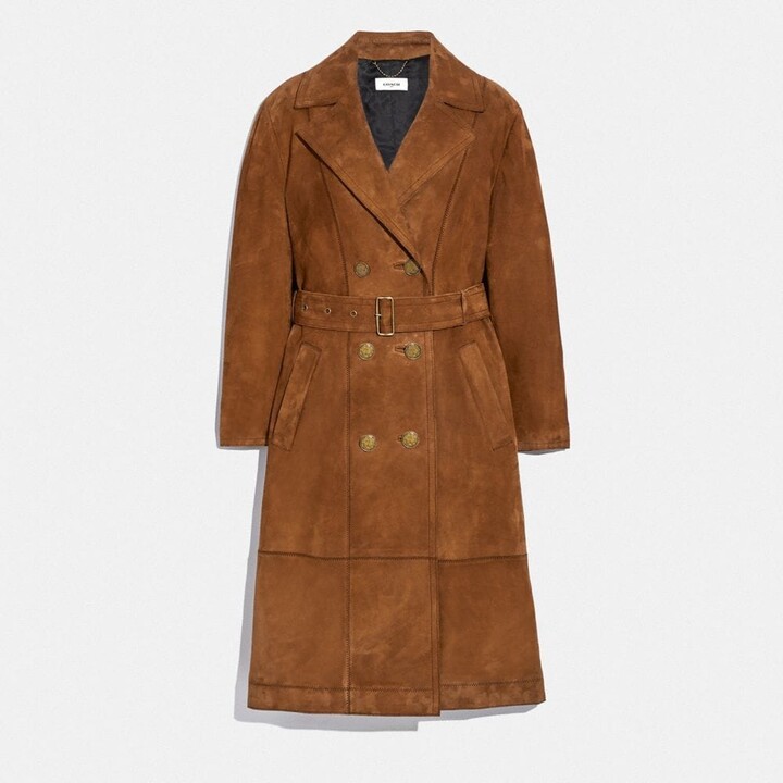 Coach Suede Trench Coat - ShopStyle