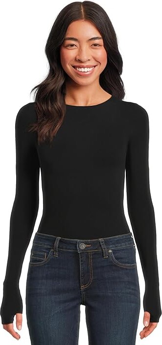 Commando Ballet Long Sleeve Bodysuit w/ Thumbholes Women's Jumpsuit & Rompers One Piece Black, Cotton/Elastane/Nylon