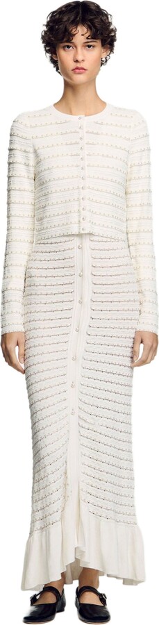 Sandro Cropped cardigan with pearl buttons