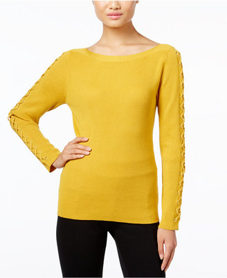 INC International Concepts Lace-Up Sweater, Created for Macy's