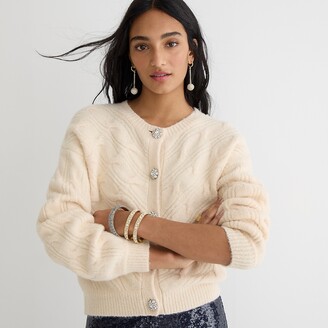 J.Crew Cable-knit cardigan sweater with jewel buttons