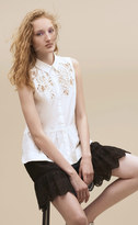 Thumbnail for your product : Rebecca Taylor Sleeveless Medallion Lace Poplin Top
