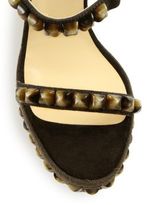 Thumbnail for your product : Christian Louboutin Cataclou 120 Studded Suede Espadrille Platform Wedge Sandals