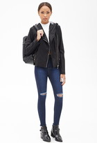 Thumbnail for your product : Forever 21 Hooded Faux Leather Jacket