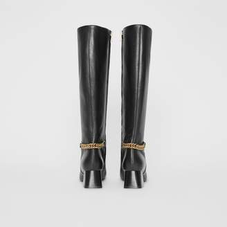 Burberry Link Detail Leather Knee-high Boots