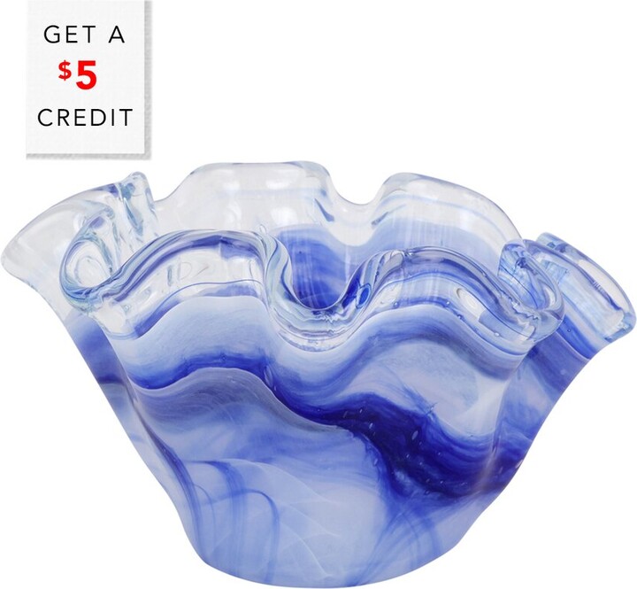 Vietri Onda Glass Cobalt Petite Ruffled Bowl With $5 Credit