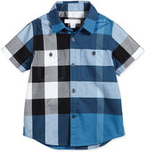 Thumbnail for your product : Burberry Short-Sleeve Mini Camber Check Shirt, Blue, Size 4-14