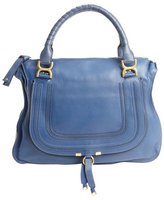 Thumbnail for your product : Chloé royal blue leather 'Marcie' large stitch detailed top handle bag