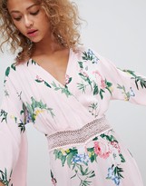 Thumbnail for your product : Miss Selfridge jumpsuit with lace insert in floral print