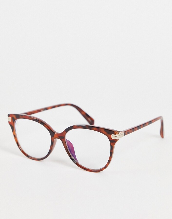 Jeepers Peepers round oversized blue light glasses in tortoiseshell
