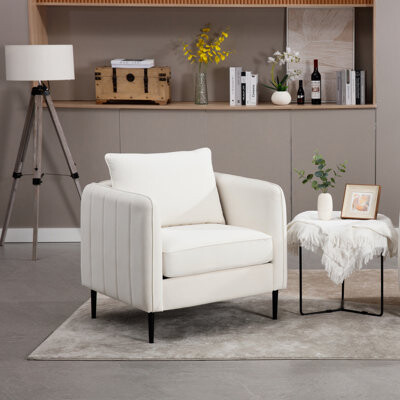 Wrought Studio Single Seat Chair In Velvet With High - Density Sponge Filler And Fabric For Primary Living Space Robust Metal Frame Smooth Reading